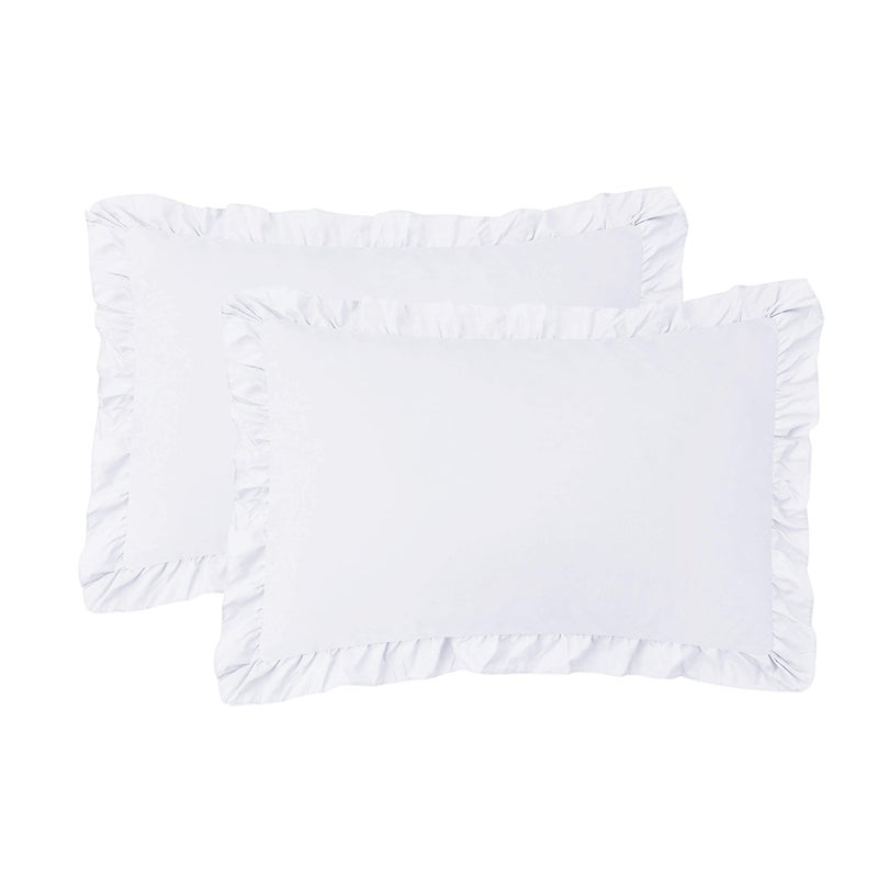 MoonxHome Ruffled Pillow Shams, Pack of 2 Edge Ruffled Pillow Cases 100% Brushed Microfiber Standard Size Bedding Pillow Covers with Envelope Closure (20x26 inches, White) - Image 2